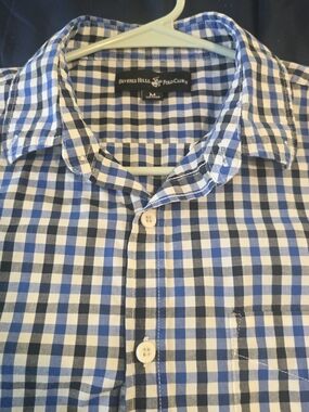 Beverly Hills Polo Club Men's Blue & White Checked Button-Down Shirt